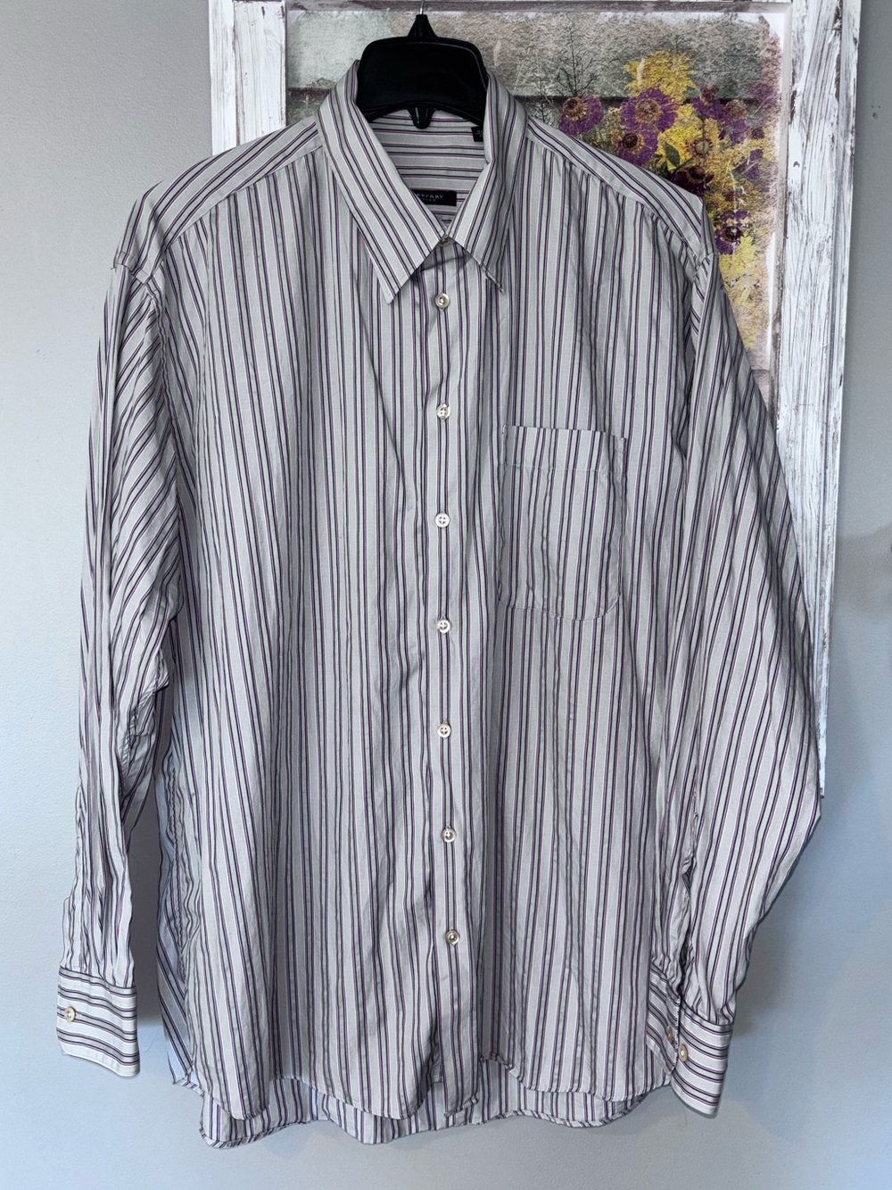 Vintage Burberry London Striped Long Sleeve Button Shirt Blue Size XL USA